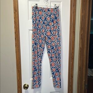 Agnes & Dora Floral Leggings - Blue and Orange